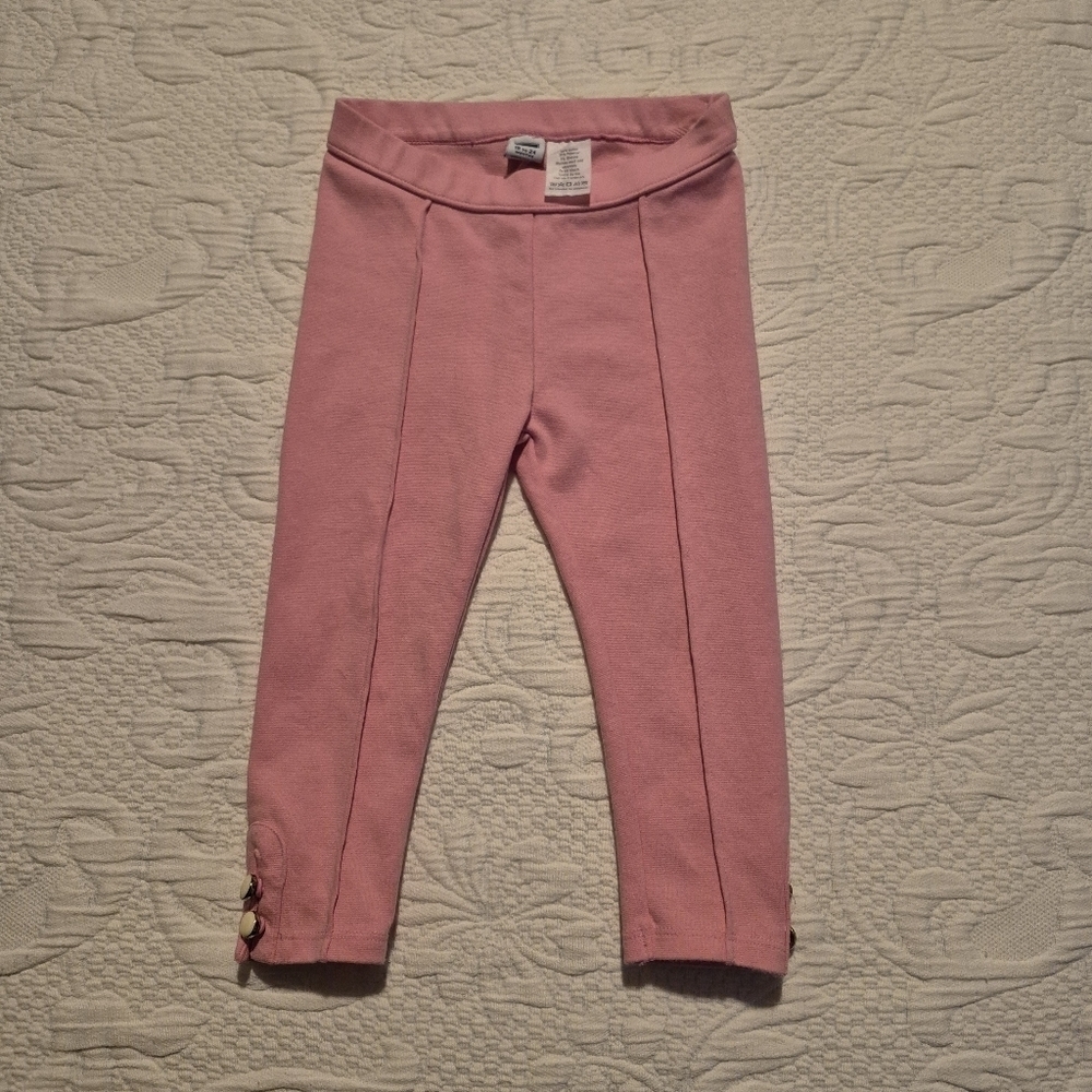 Janie and Jack girls 18-24 months pink ponte pants, pearlized ankle buttons
